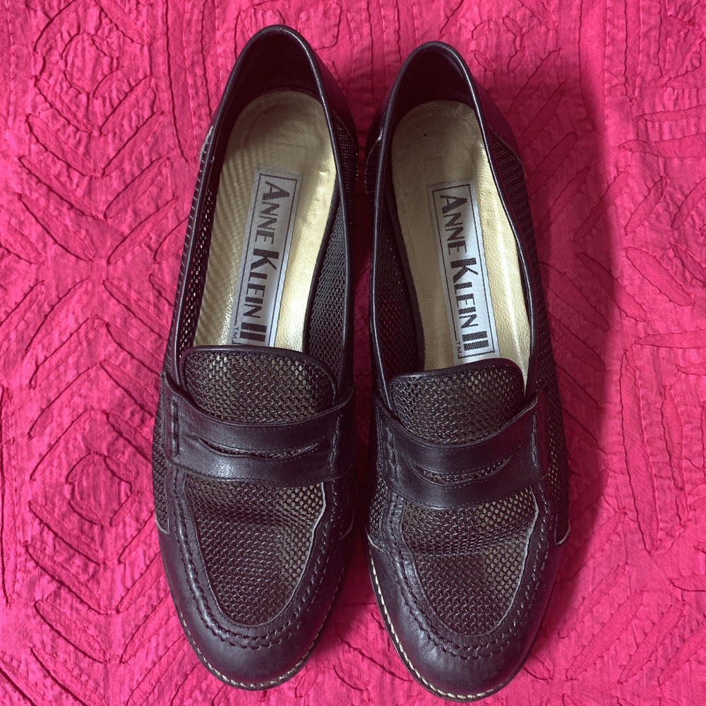VINTAGE ANN KLEIN II MESH/LEATHER LOAFERS SZ 7.5